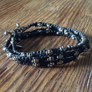 M.Cohen silver and brass skull wrap bracelet
